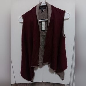 Elegant Burgundy and Beige Women's Sweater Vest